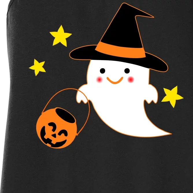 Halloween Ghost Kawaii Trick or Treating Pumpkin Women's Racerback Tank