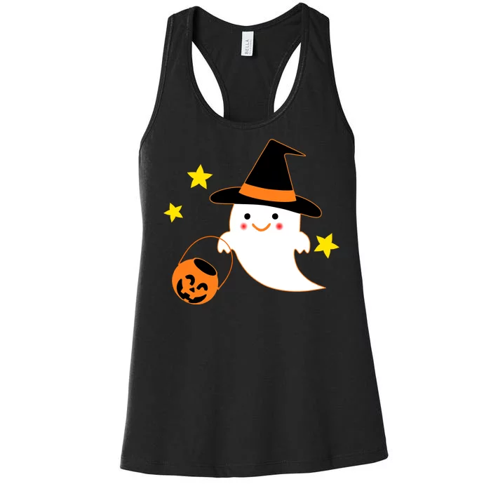 Halloween Ghost Kawaii Trick or Treating Pumpkin Women's Racerback Tank