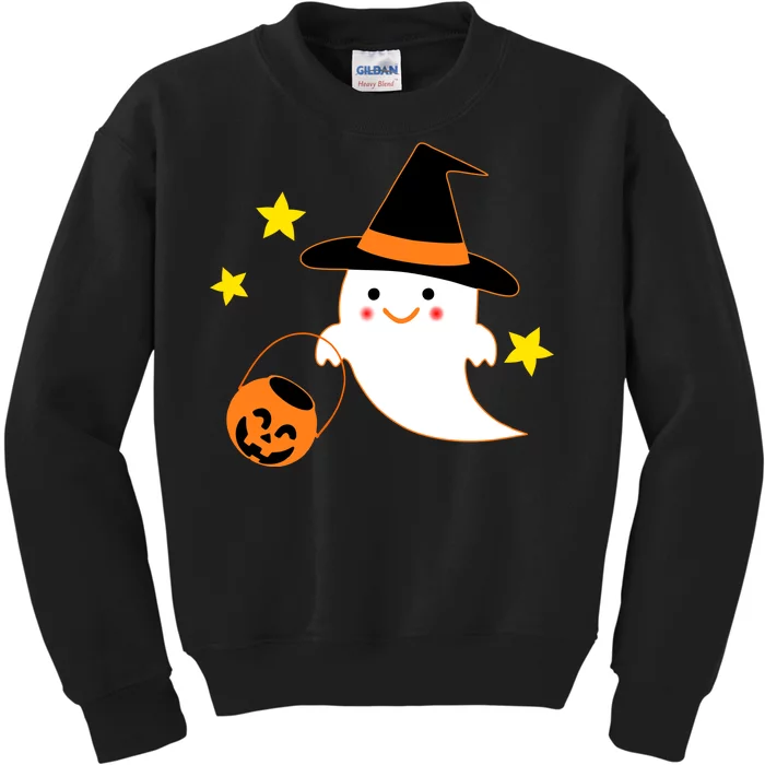 Halloween Ghost Kawaii Trick or Treating Pumpkin Kids Sweatshirt