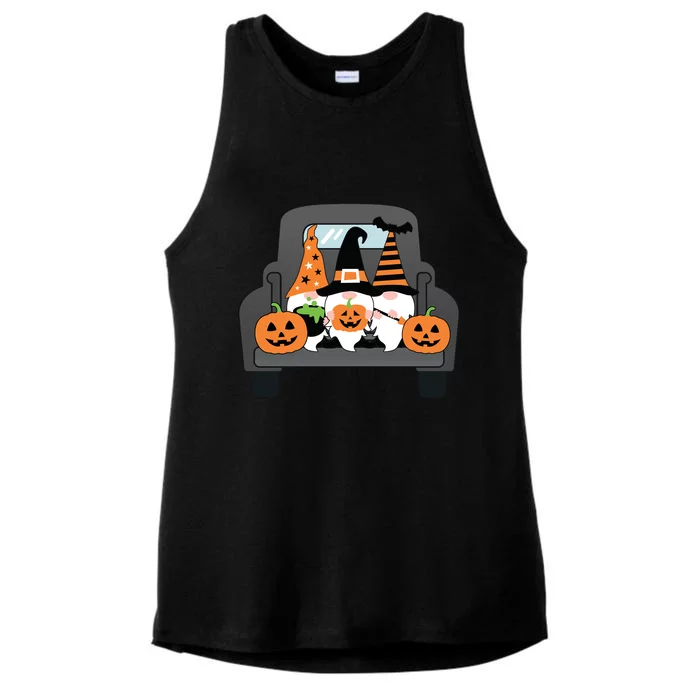 Halloween Gnomes In Truck Ladies Tri-Blend Wicking Tank