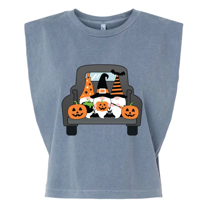 Halloween Gnomes In Truck Garment-Dyed Women's Muscle Tee