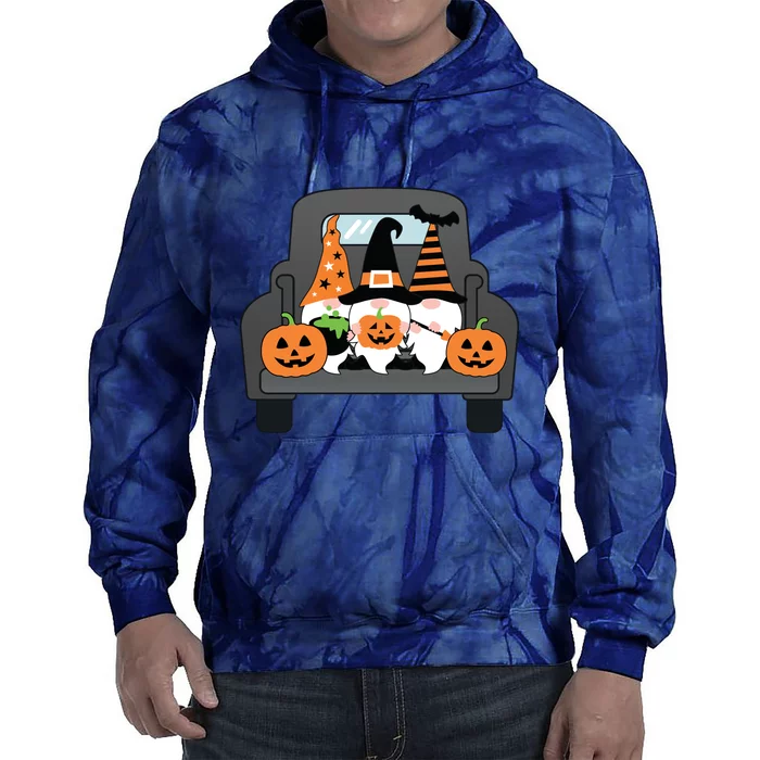 Halloween Gnomes In Truck Tie Dye Hoodie