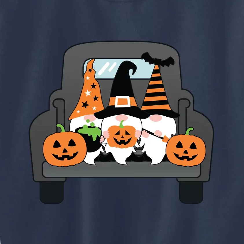 Halloween Gnomes In Truck Kids Sweatshirt