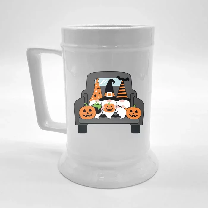 Halloween Gnomes In Truck Front & Back Beer Stein