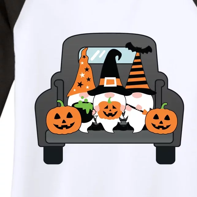 Halloween Gnomes In Truck Women's Tri-Blend 3/4-Sleeve Raglan Shirt