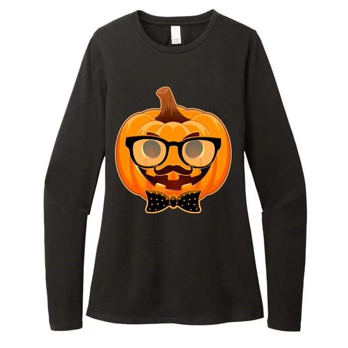 Halloween Hipster Pumpkin Womens CVC Long Sleeve Shirt