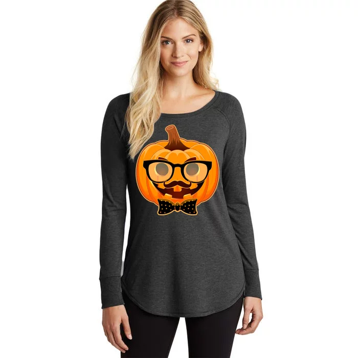 Halloween Hipster Pumpkin Women's Perfect Tri Tunic Long Sleeve Shirt