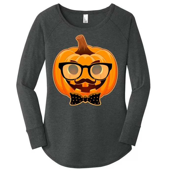 Halloween Hipster Pumpkin Women's Perfect Tri Tunic Long Sleeve Shirt