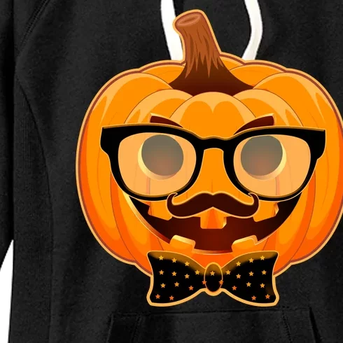 Halloween Hipster Pumpkin Women's Fleece Hoodie