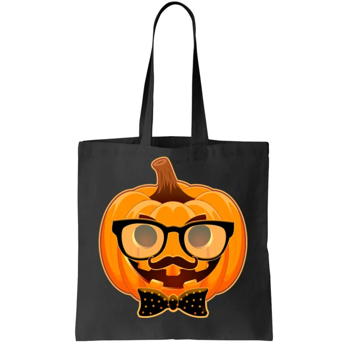 Halloween Hipster Pumpkin Tote Bag