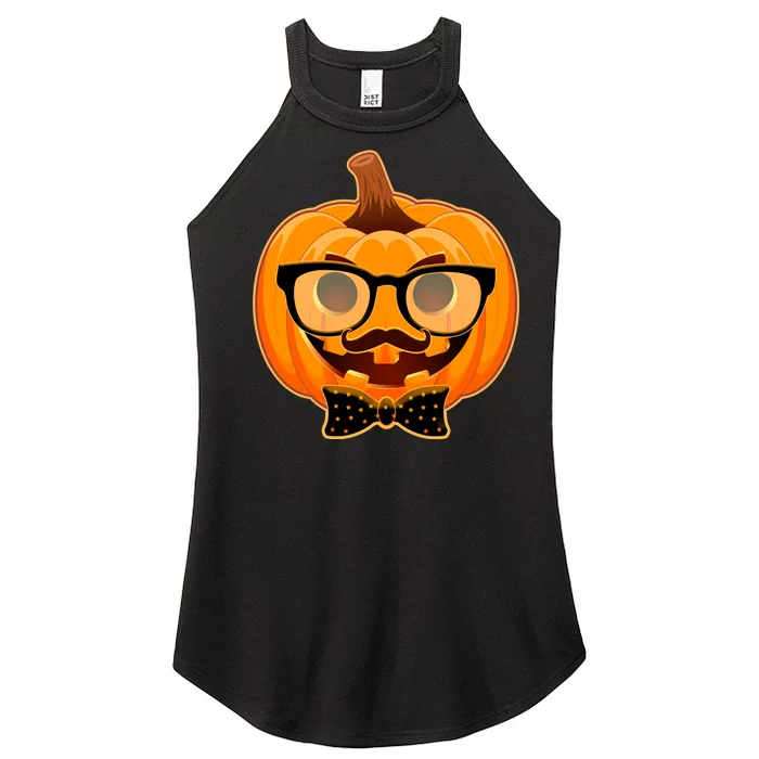 Halloween Hipster Pumpkin Women’s Perfect Tri Rocker Tank