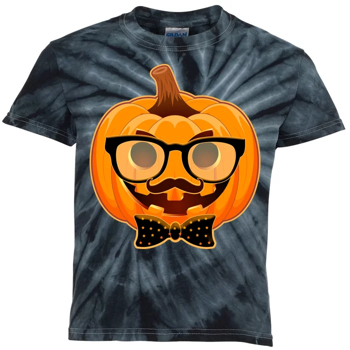 Halloween Hipster Pumpkin Kids Tie-Dye T-Shirt