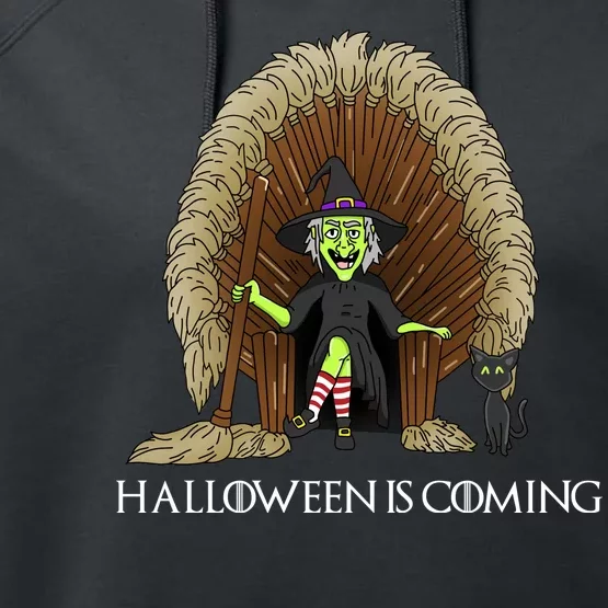 Halloween Is Coming Witch Brooms Throne Performance Fleece Hoodie