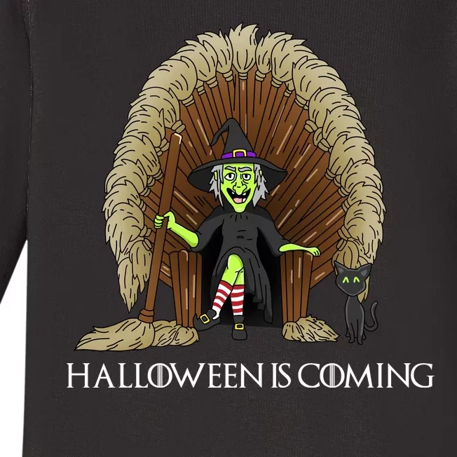 Halloween Is Coming Witch Brooms Throne Baby Long Sleeve Bodysuit