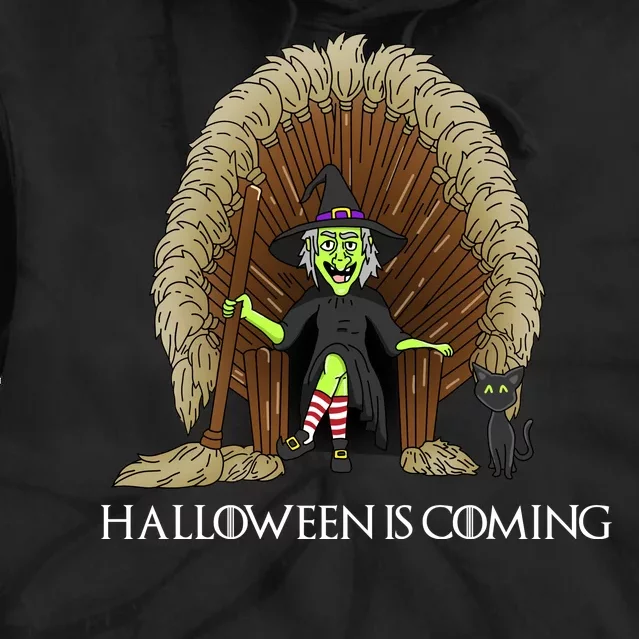 Halloween Is Coming Witch Brooms Throne Tie Dye Hoodie