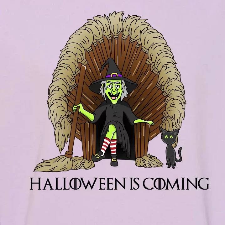 Halloween Is Coming Witch Brooms Throne Garment-Dyed Sweatshirt