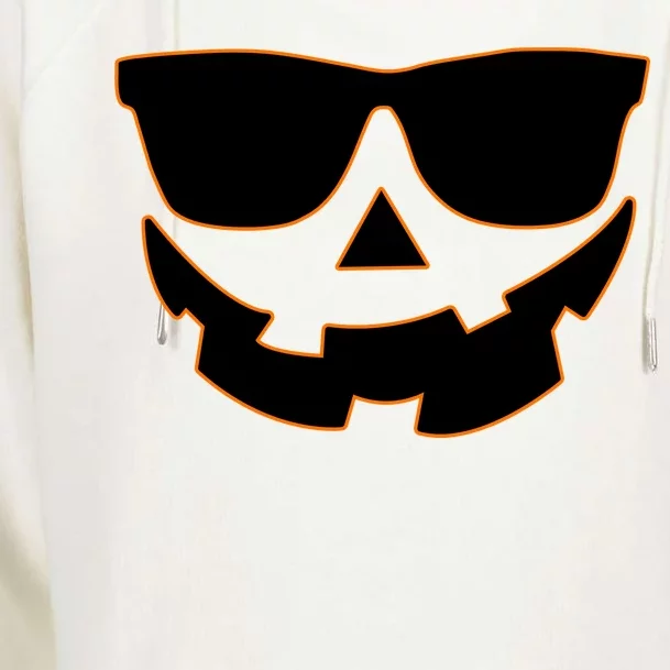 Halloween Jack-O- Lantern With Shades Womens Funnel Neck Pullover Hood