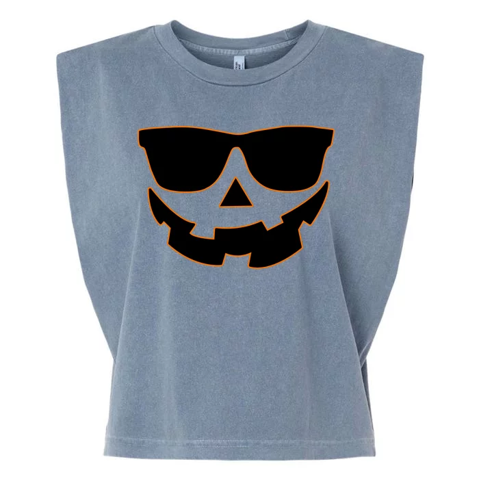 Halloween Jack-O- Lantern With Shades Garment-Dyed Women's Muscle Tee