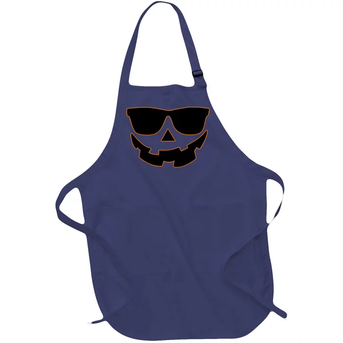 Halloween Jack-O- Lantern With Shades Full-Length Apron With Pocket