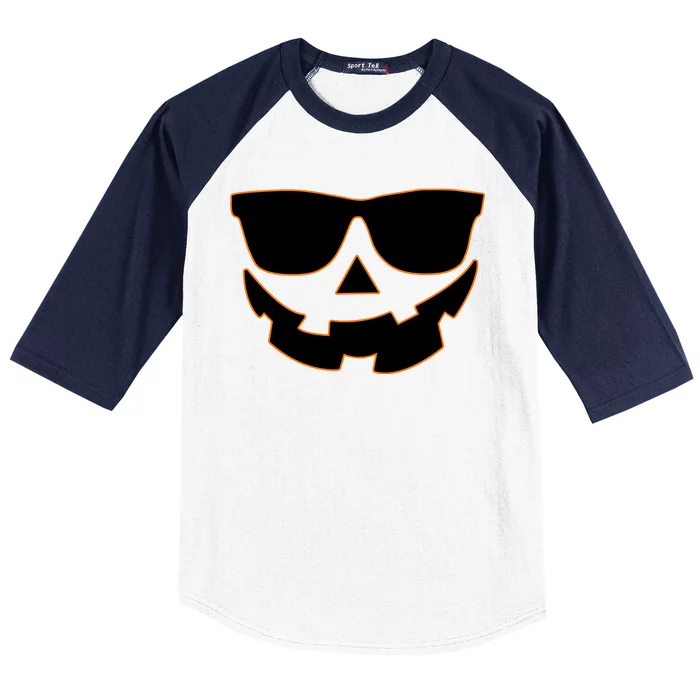 Halloween Jack-O- Lantern With Shades Baseball Sleeve Shirt