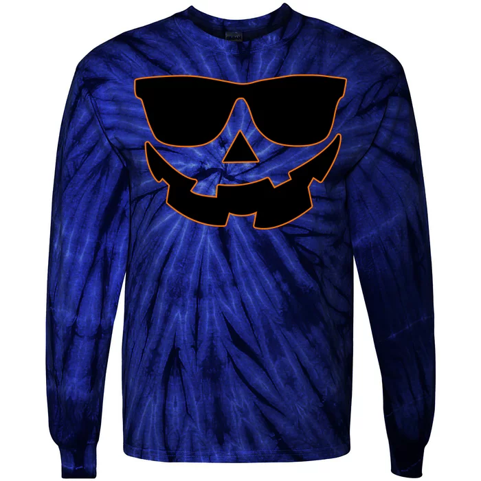 Halloween Jack-O- Lantern With Shades Tie-Dye Long Sleeve Shirt