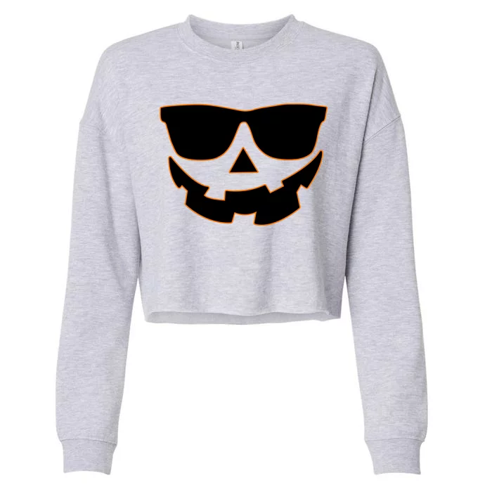 Halloween Jack-O- Lantern With Shades Cropped Pullover Crew