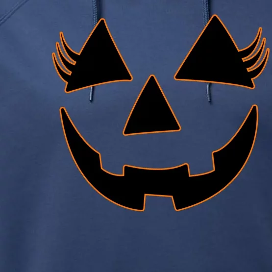 Halloween Jack-O-Lantern With Lashes Performance Fleece Hoodie