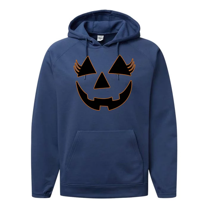 Halloween Jack-O-Lantern With Lashes Performance Fleece Hoodie