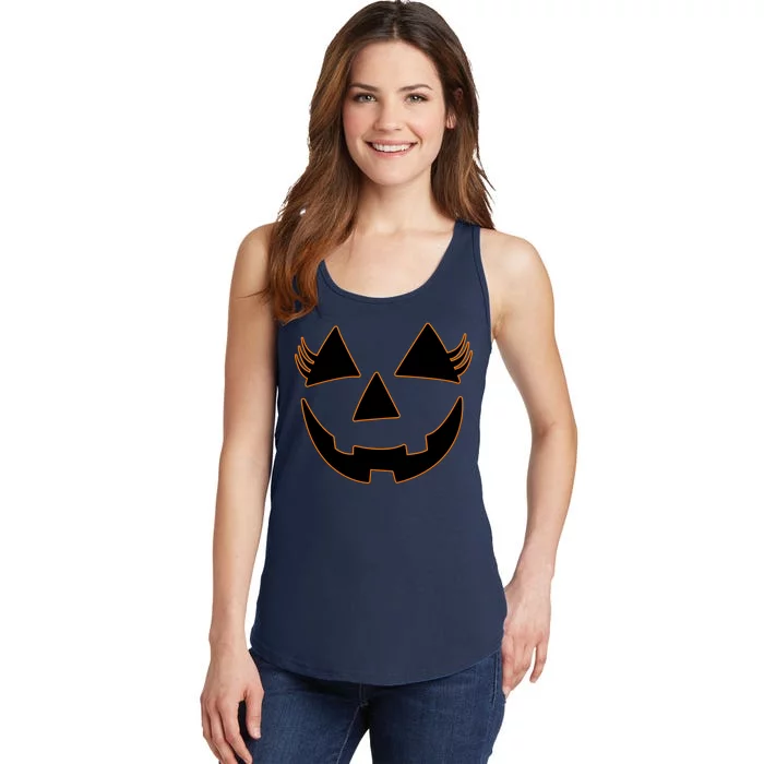 Halloween Jack-O-Lantern With Lashes Ladies Essential Tank