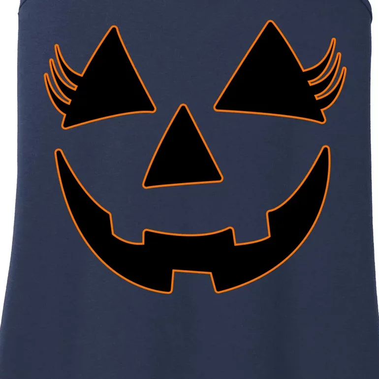 Halloween Jack-O-Lantern With Lashes Ladies Essential Tank