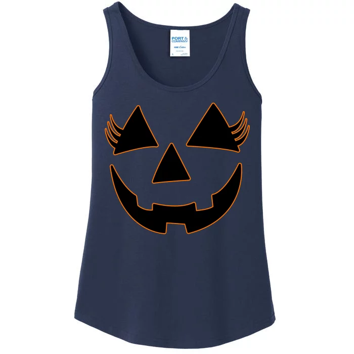 Halloween Jack-O-Lantern With Lashes Ladies Essential Tank