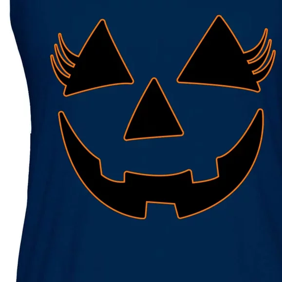 Halloween Jack-O-Lantern With Lashes Ladies Essential Flowy Tank