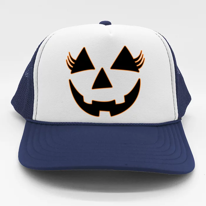 Halloween Jack-O-Lantern With Lashes Trucker Hat