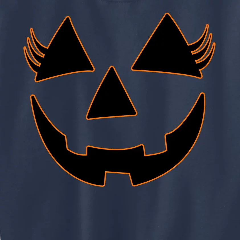 Halloween Jack-O-Lantern With Lashes Kids Sweatshirt