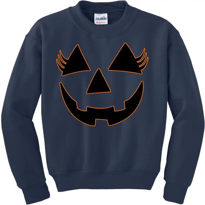 Halloween Jack-O-Lantern With Lashes Kids Sweatshirt