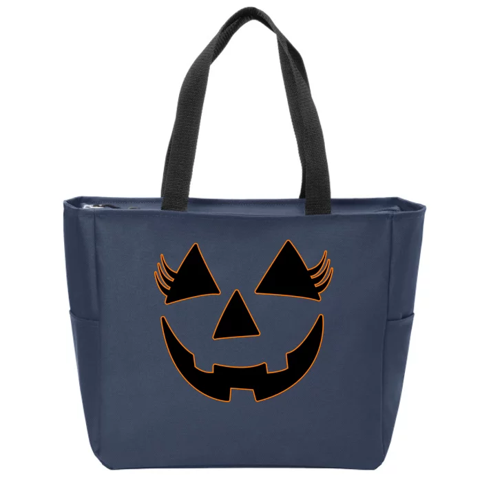 Halloween Jack-O-Lantern With Lashes Zip Tote Bag