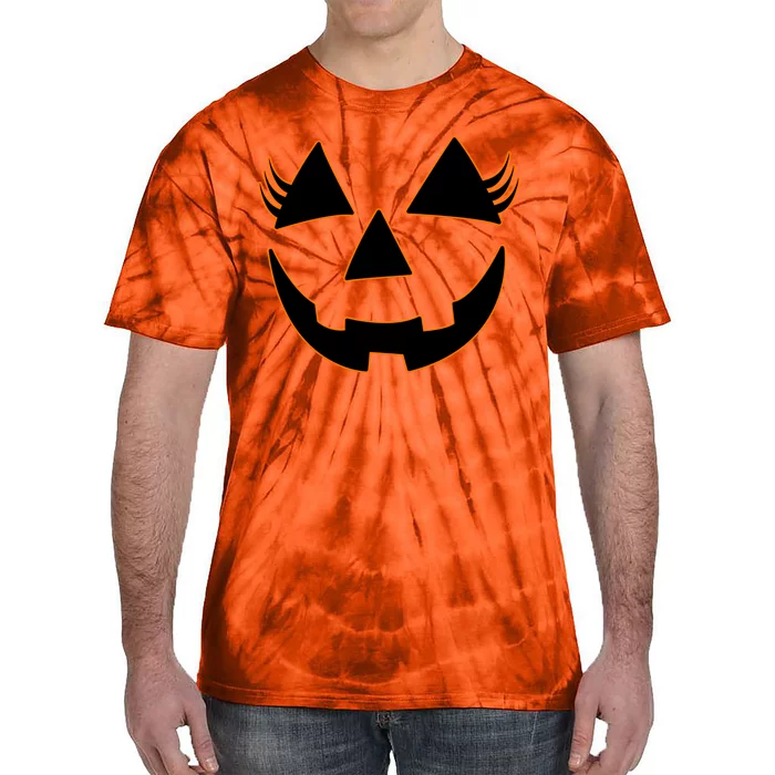 Halloween Jack-O-Lantern With Lashes Tie-Dye T-Shirt