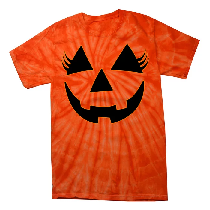 Halloween Jack-O-Lantern With Lashes Tie-Dye T-Shirt