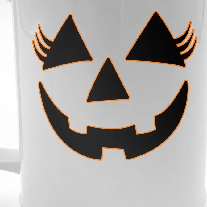 Halloween Jack-O-Lantern With Lashes Front & Back Beer Stein