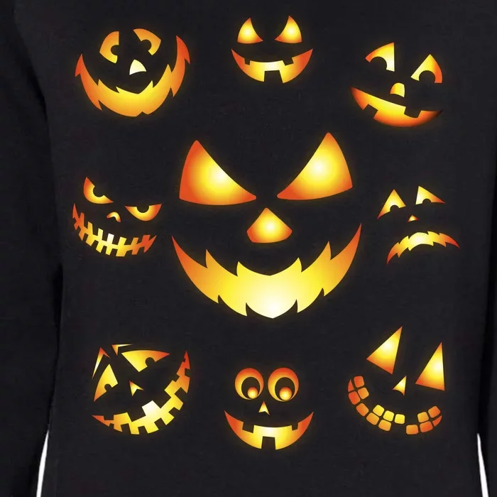 Halloween Jack O'Lantern Pumpkin Faces Womens California Wash Sweatshirt