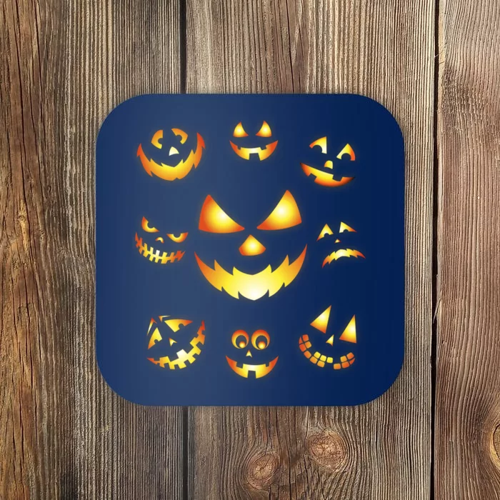 Halloween Jack O'Lantern Pumpkin Faces Coaster