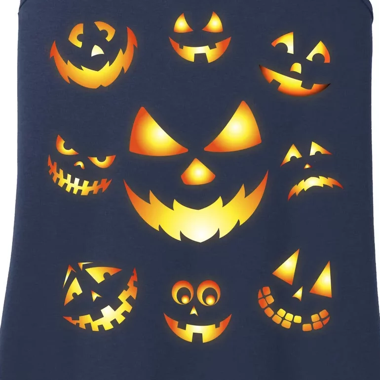 Halloween Jack O'Lantern Pumpkin Faces Ladies Essential Tank