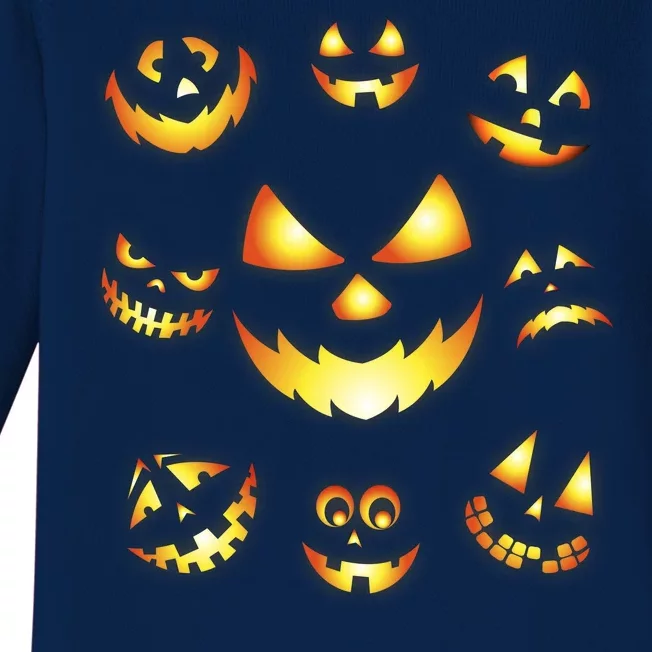 Halloween Jack O'Lantern Pumpkin Faces Baby Long Sleeve Bodysuit