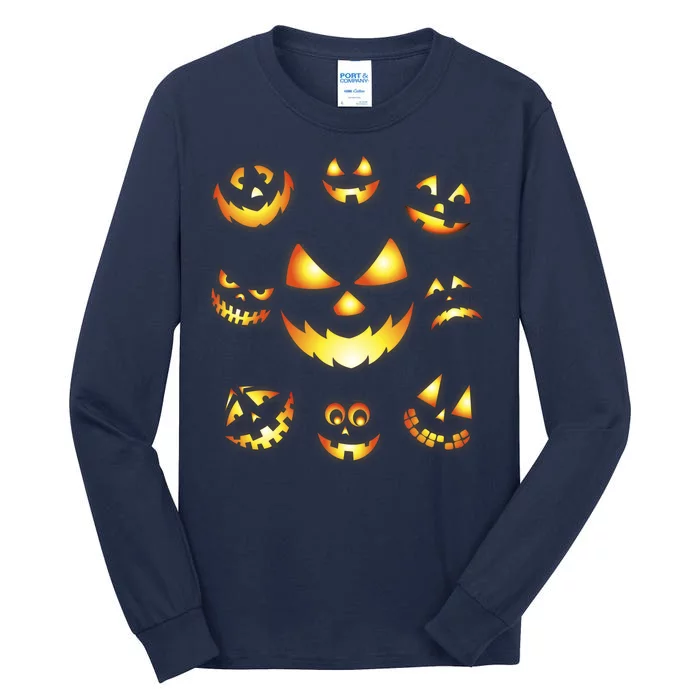 Halloween Jack O'Lantern Pumpkin Faces Tall Long Sleeve T-Shirt