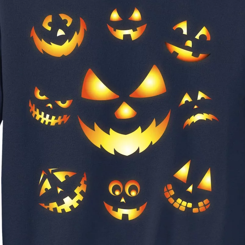 Halloween Jack O'Lantern Pumpkin Faces Tall Sweatshirt