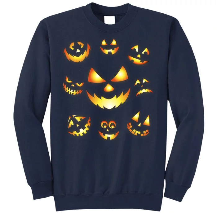 Halloween Jack O'Lantern Pumpkin Faces Tall Sweatshirt