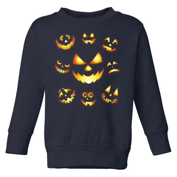 Halloween Jack O'Lantern Pumpkin Faces Toddler Sweatshirt