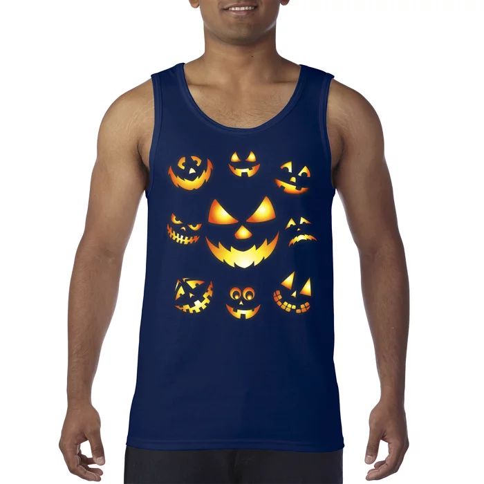 Halloween Jack O'Lantern Pumpkin Faces Tank Top