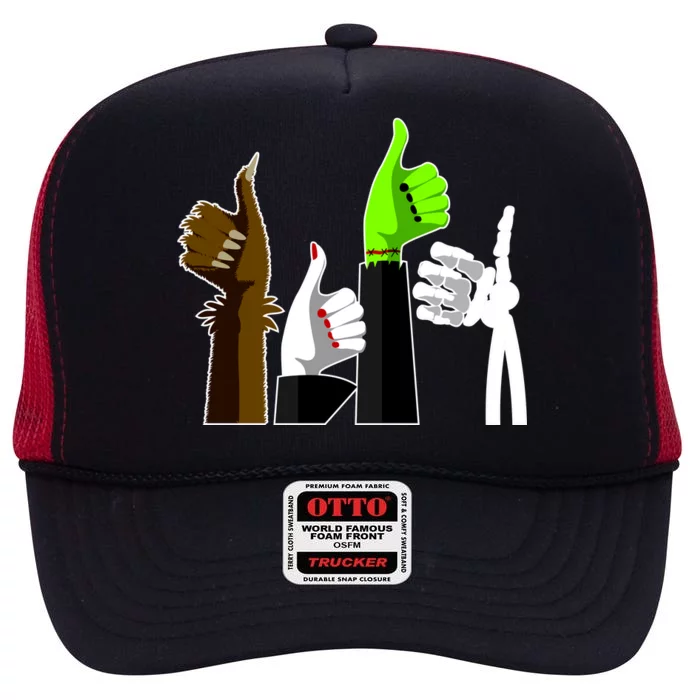 Halloween Monsters Thumps Up High Crown Mesh Trucker Hat