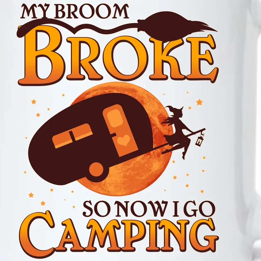 Halloween My Broom Broke So Now I Go Camping Black Color Changing Mug